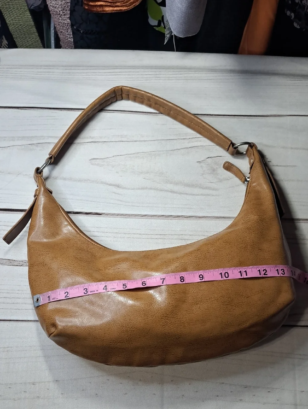 Women's Tan Hobo Shoulder Bag with Silver Ring Accents